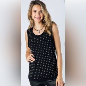 Vocal Black Studded Edgy Women’s Tank Top